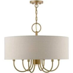 Livex Lighting Burnett Antique Gold Leaf With White Accents Seven-Light Chandelier -Furniture Shop 565 45427 48 3