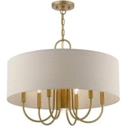 Livex Lighting Burnett Antique Gold Leaf With White Accents Seven-Light Chandelier -Furniture Shop 565 45427 48 5