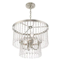 Livex Lighting Elizabeth Brushed Nickel 18-Inch Four-Light Pendant Chandelier With Clear Crystals 10 Livex Lighting Elizabeth Brushed Nickel 18-Inch Four-Light Pendant Chandelier With Clear Crystals -Furniture Shop 565 51064 91 3