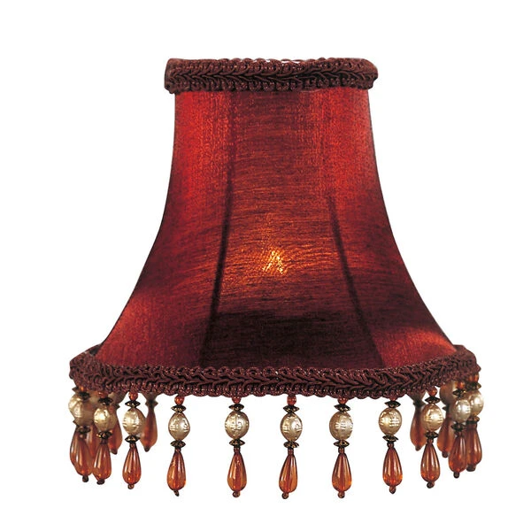 Livex Lighting Red Silk Bell Clip Chandelier Shade With Amber Beads 3 Livex Lighting Red Silk Bell Clip Chandelier Shade With Amber Beads