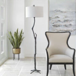 Spruce Rustic Black And Silver One-Light Floor Lamp -Furniture Shop 796 30063 5