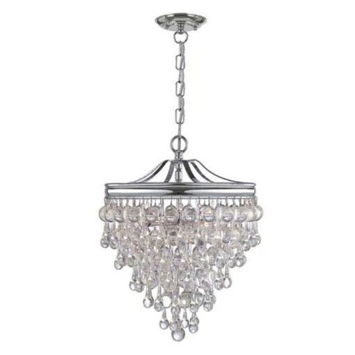 Hopewell Polished Chrome Three-Light Chandelier With Clear Crystal 3 Hopewell Polished Chrome Three-Light Chandelier With Clear Crystal -Furniture Shop 8MILLANDMASON647946231329