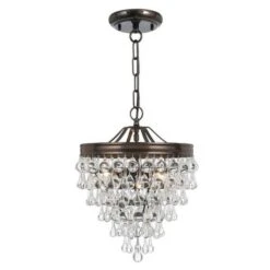 Front Page 30 Hopewell Bronze Three-Light Chandelier With Clear Crystal