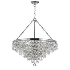 Hopewell Polished Chrome 20-Inch Six-Light Chandelier With Clear Crystal