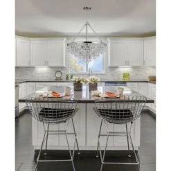 Hopewell Polished Chrome 20-Inch Six-Light Chandelier With Clear Crystal -Furniture Shop 8MILLANDMASON647946231480 2