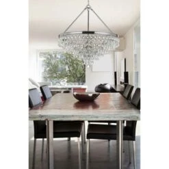 Hopewell Polished Chrome 20-Inch Six-Light Chandelier With Clear Crystal -Furniture Shop 8MILLANDMASON647946231480 3
