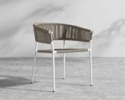 Afton Outdoor Dining Chair 21 Afton Outdoor Dining Chair -Furniture Shop Afton Chair Outdoor WhiteFrame TaupeCord 2