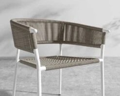 Afton Outdoor Dining Chair 23 Afton Outdoor Dining Chair -Furniture Shop Afton Chair Outdoor WhiteFrame TaupeCord 4