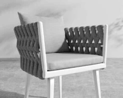Pierre Outdoor Dining Chair -Furniture Shop Pierre Chair White Frame Encino Grey Rope 4