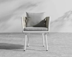 Pierre Outdoor Dining Chair -Furniture Shop Pierre Chair White Frame Encino Taupey Rope 1