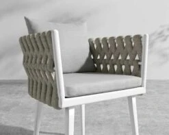 Pierre Outdoor Dining Chair -Furniture Shop Pierre Chair White Frame Encino Taupey Rope 4